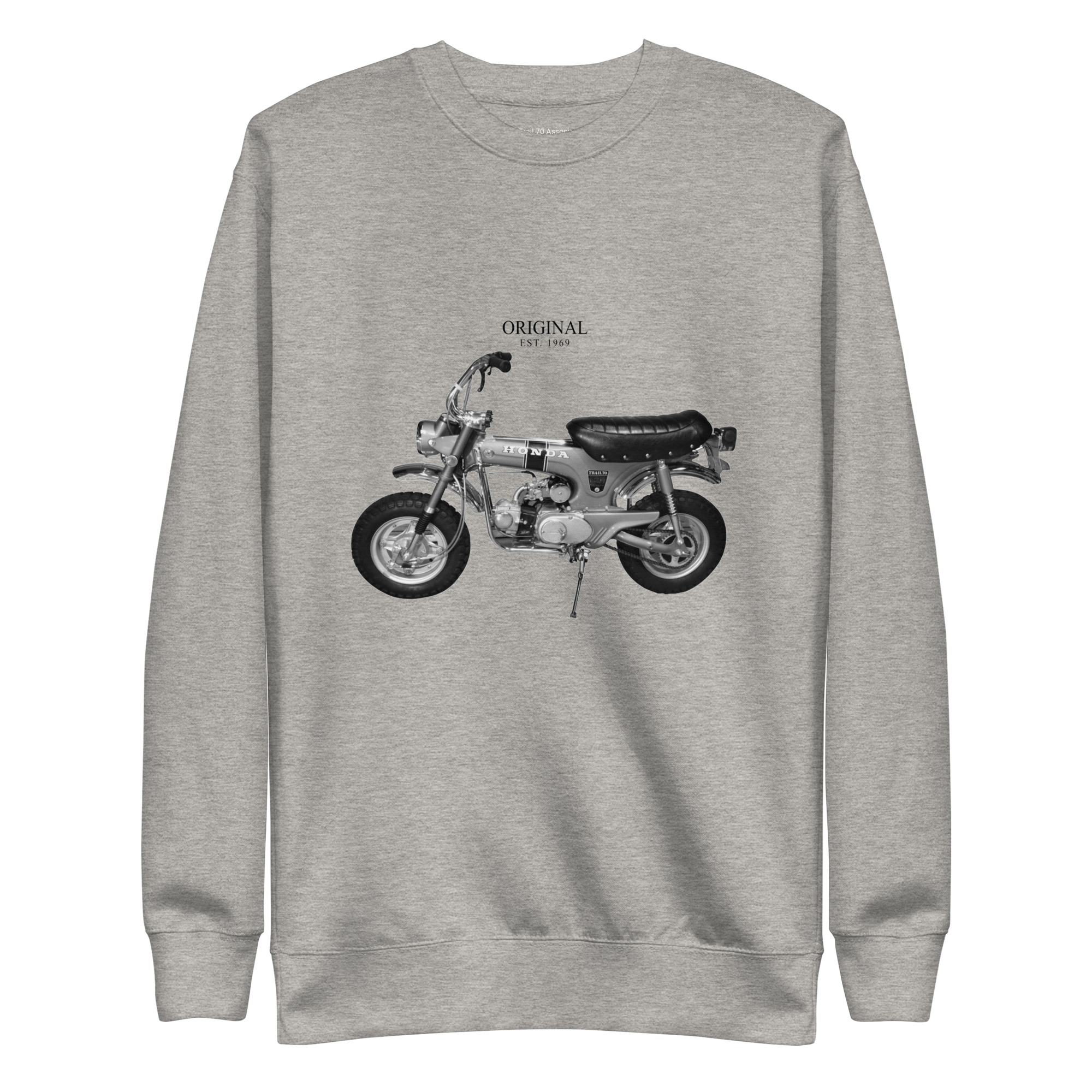 Original K0 Trail 70 Crew, grey crewneck sweatshirt with vintage motorcycle